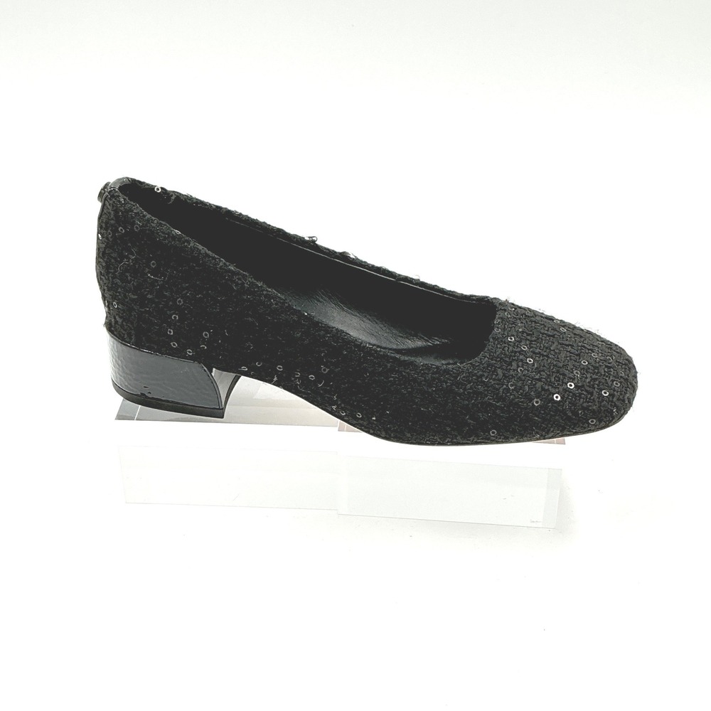 Donald Pliner Size 5.5 Pumps Black Sequin Boucle Block Heel NEW Stephani $228